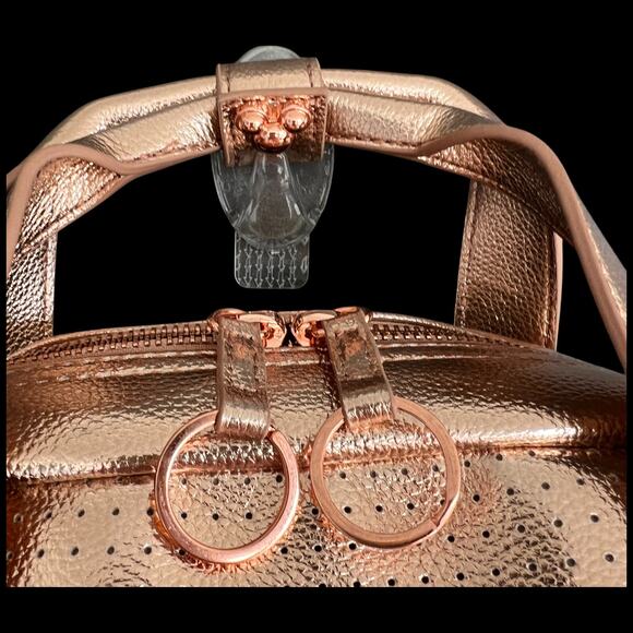 DISNEY MICKEY MOUSE Icon Flair Women's Backpack Rose Gold Bag Perforated - Picture 8 of 16